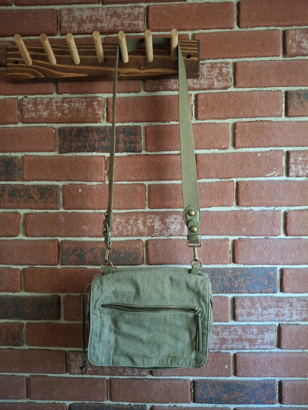 Steve Madden Canvas Crossbody Messenger Bag - Olive Green